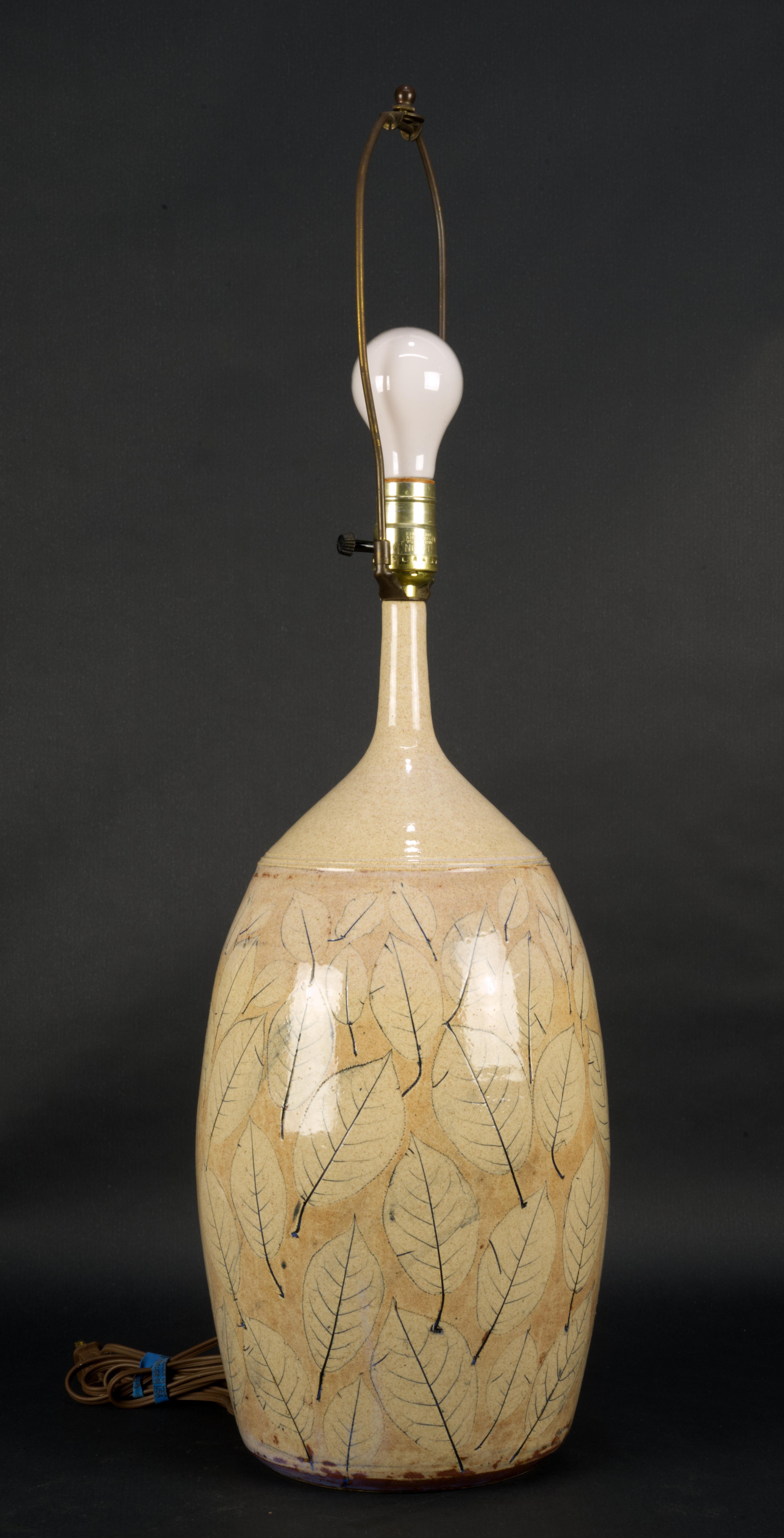 American Organic Modern Ceramic Table Lamp Wizards of Clay Art Pottery, Cream Beige