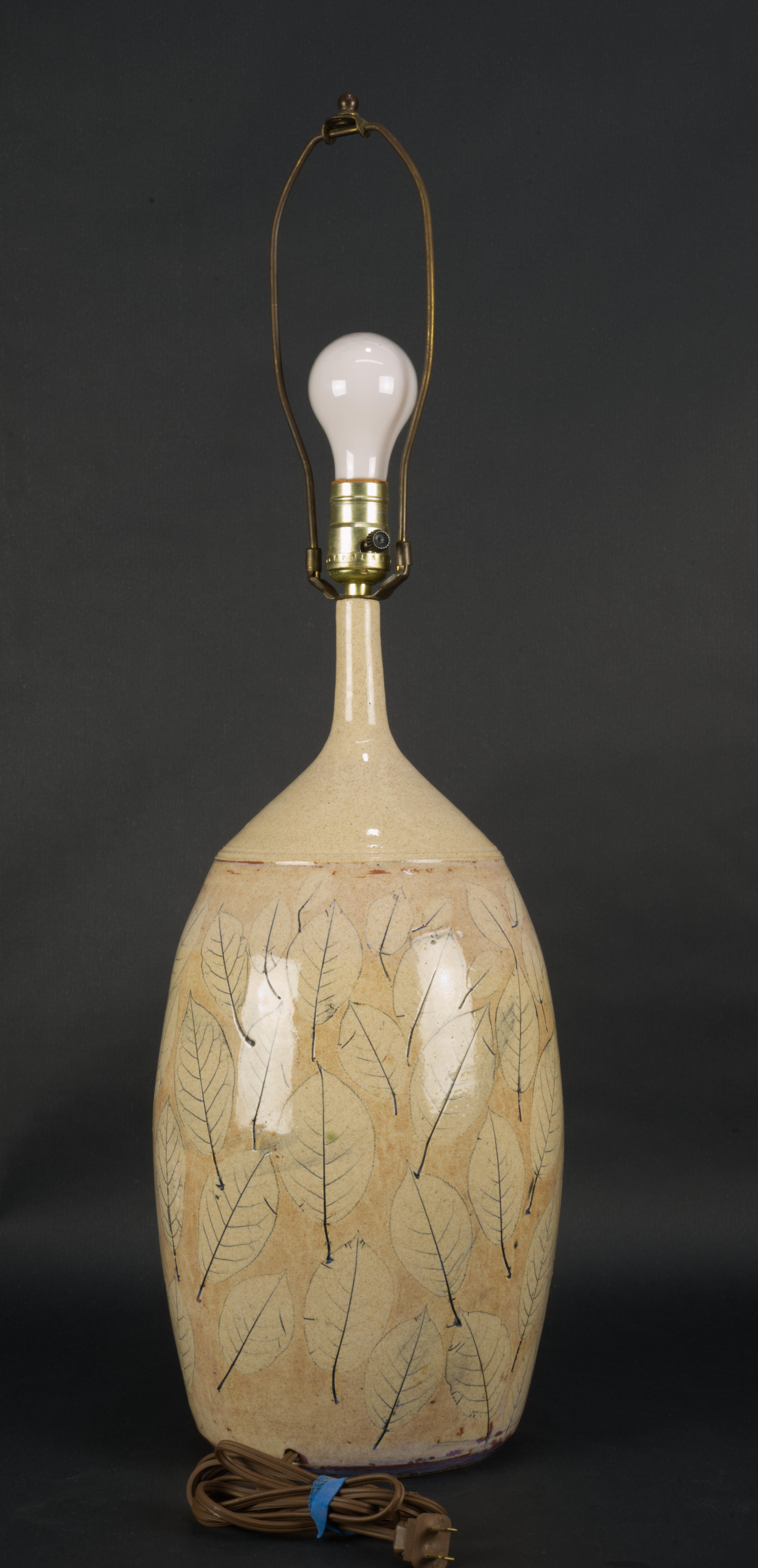 Glazed Organic Modern Ceramic Table Lamp Wizards of Clay Art Pottery, Cream Beige