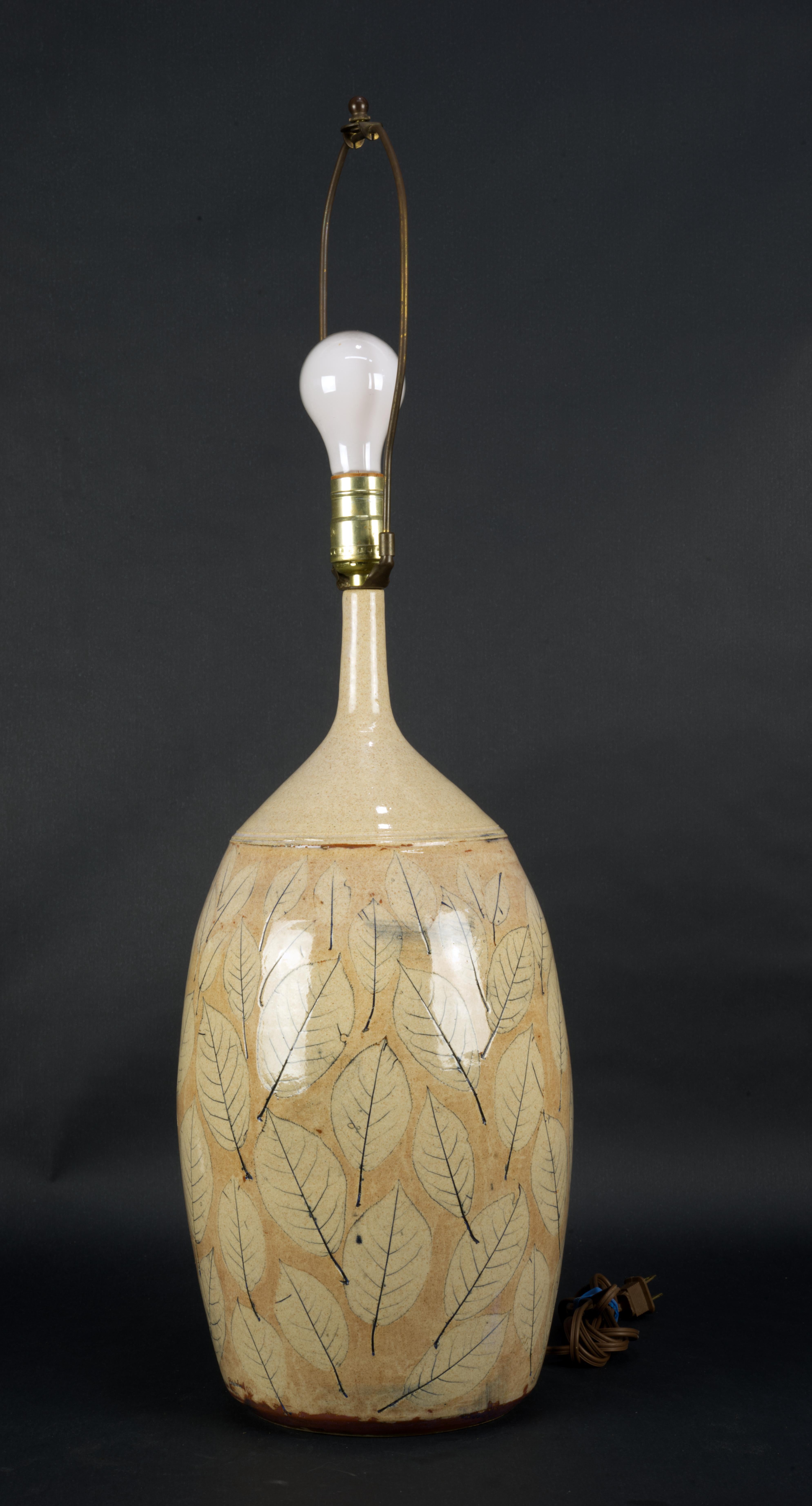 20th Century Organic Modern Ceramic Table Lamp Wizards of Clay Art Pottery, Cream Beige