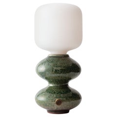 Organic Modern Ceramic Wave Form Table Lamp in Green by Forma Rosa Studio -Stock