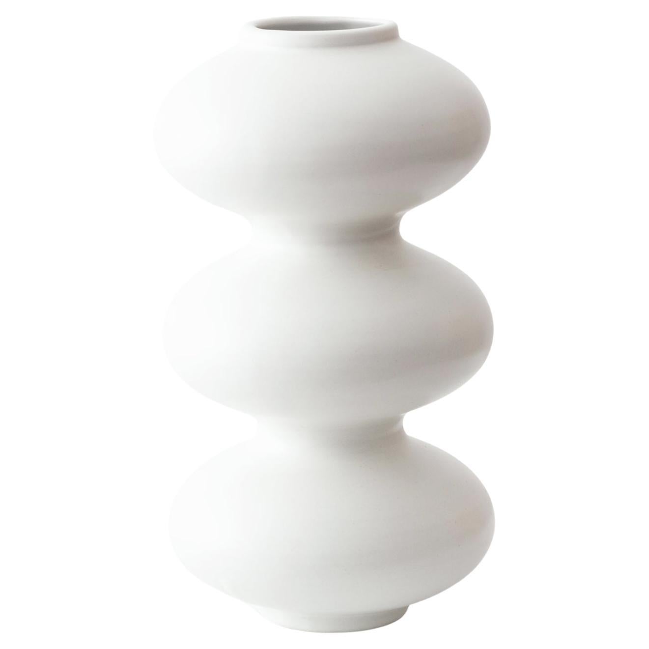 Organic Modern Ceramic Wave Form Vase in White Glaze by Forma Rosa Studio