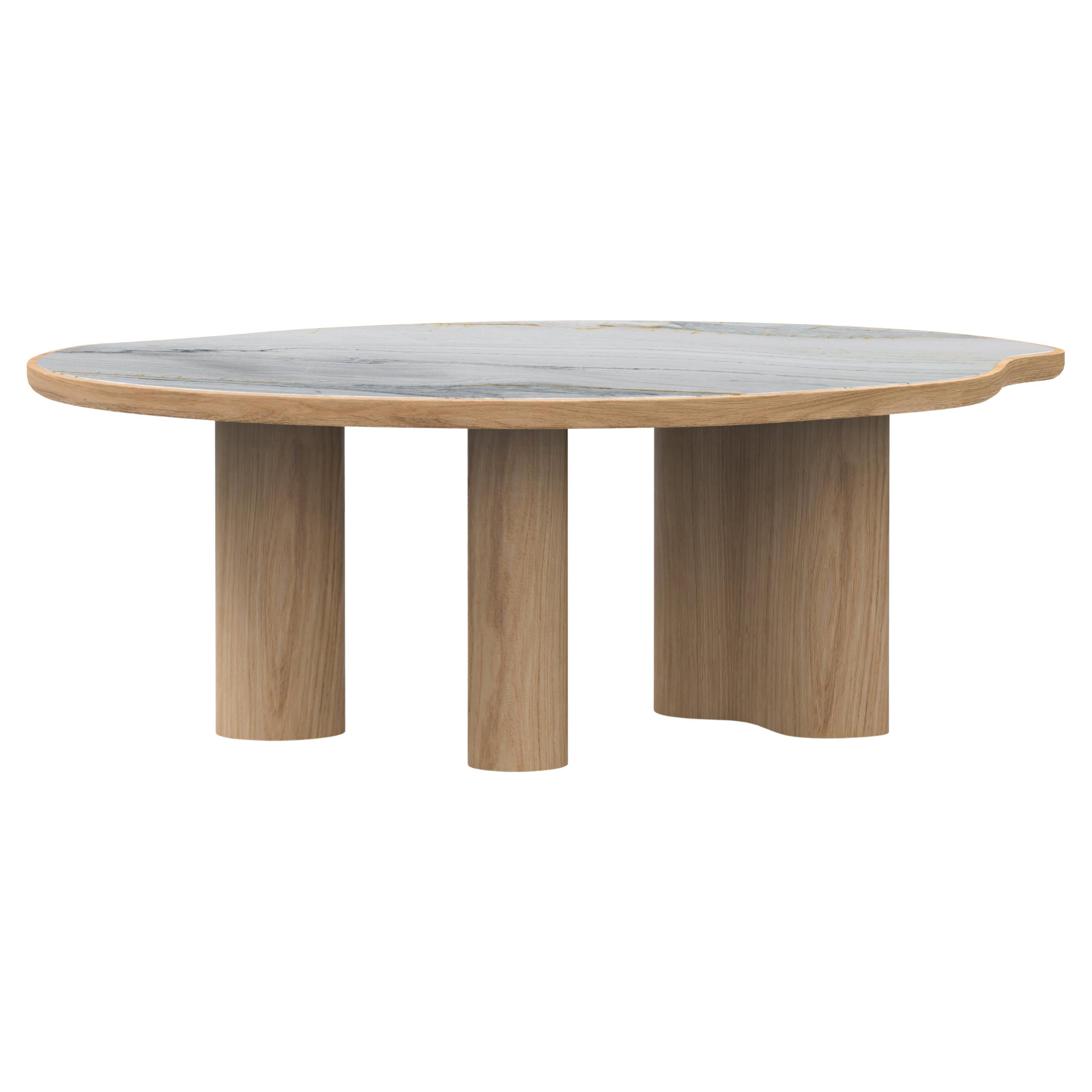 Mesa de Comedor Cerdeira Moderna y Ecológica, Cuarcita Ola Dorada, Hecha a Mano Greenapple