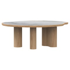 Organic Modern Cerdeira Dining Table, Golden Wave Quartzite, Handmade Greenapple