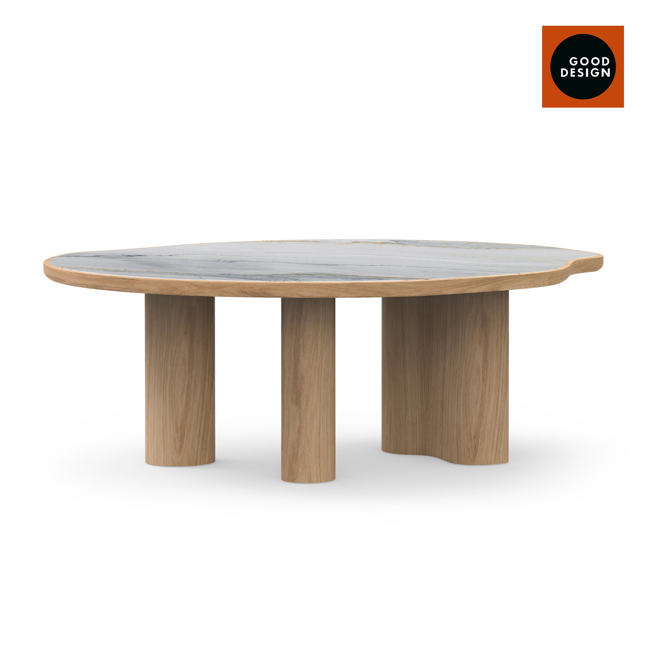 Moderner Cerdeira Esstisch, Golden Wave Quarzit, Handarbeit Greenapple im Angebot