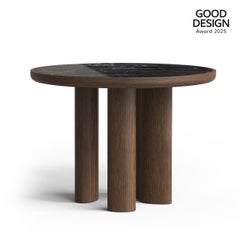 Organic Modern Cerdeira Dining Table, Golden Wave Quartzite, Handmade Greenapple