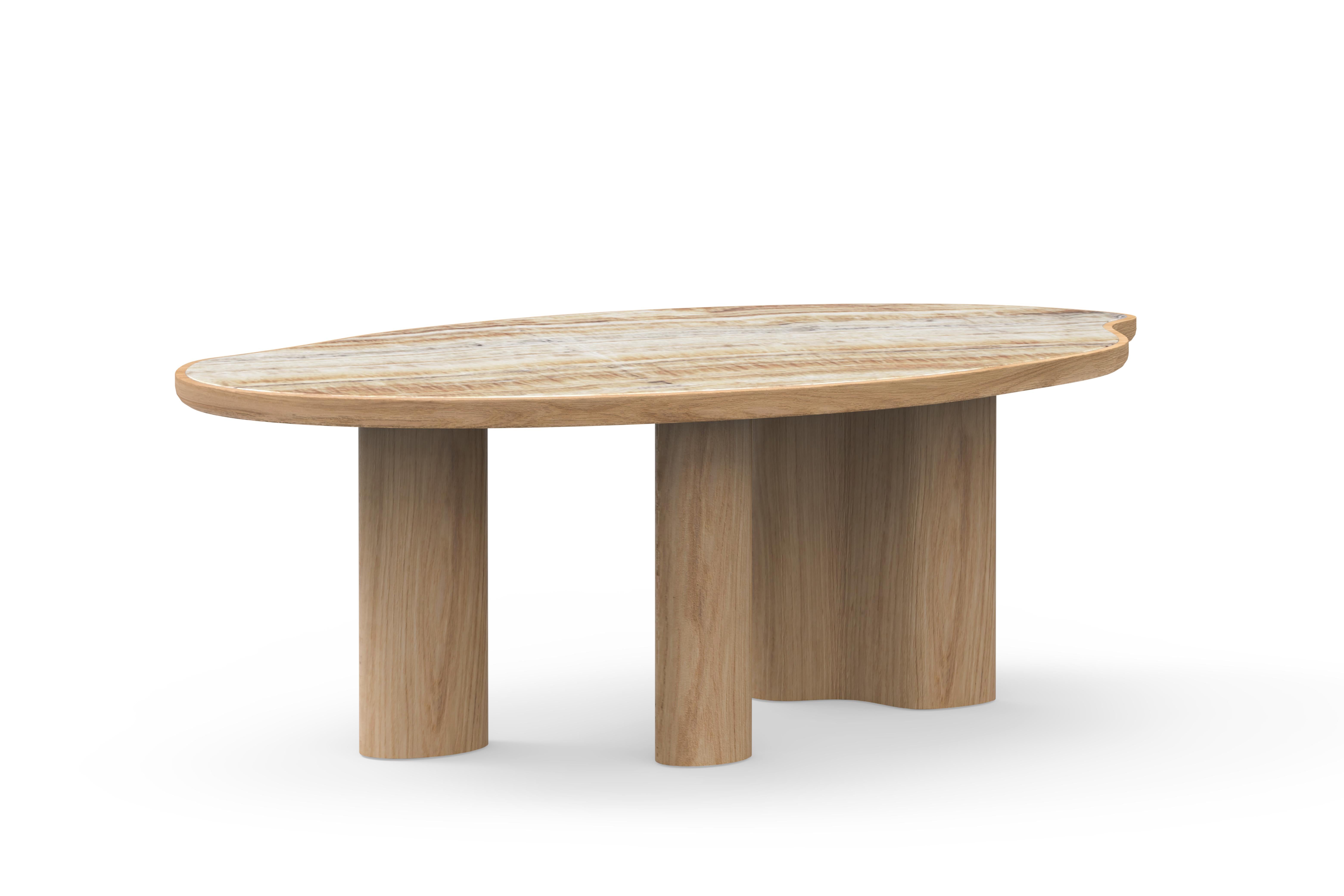 Portugais Table de salle à manger bio moderne Cerdeira, Onyx Miel, Oak, Handmade Greenapple en vente