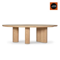 Organic Modern Cerdeira Dining Table, Onyx Miel, Oak, Handmade Greenapple