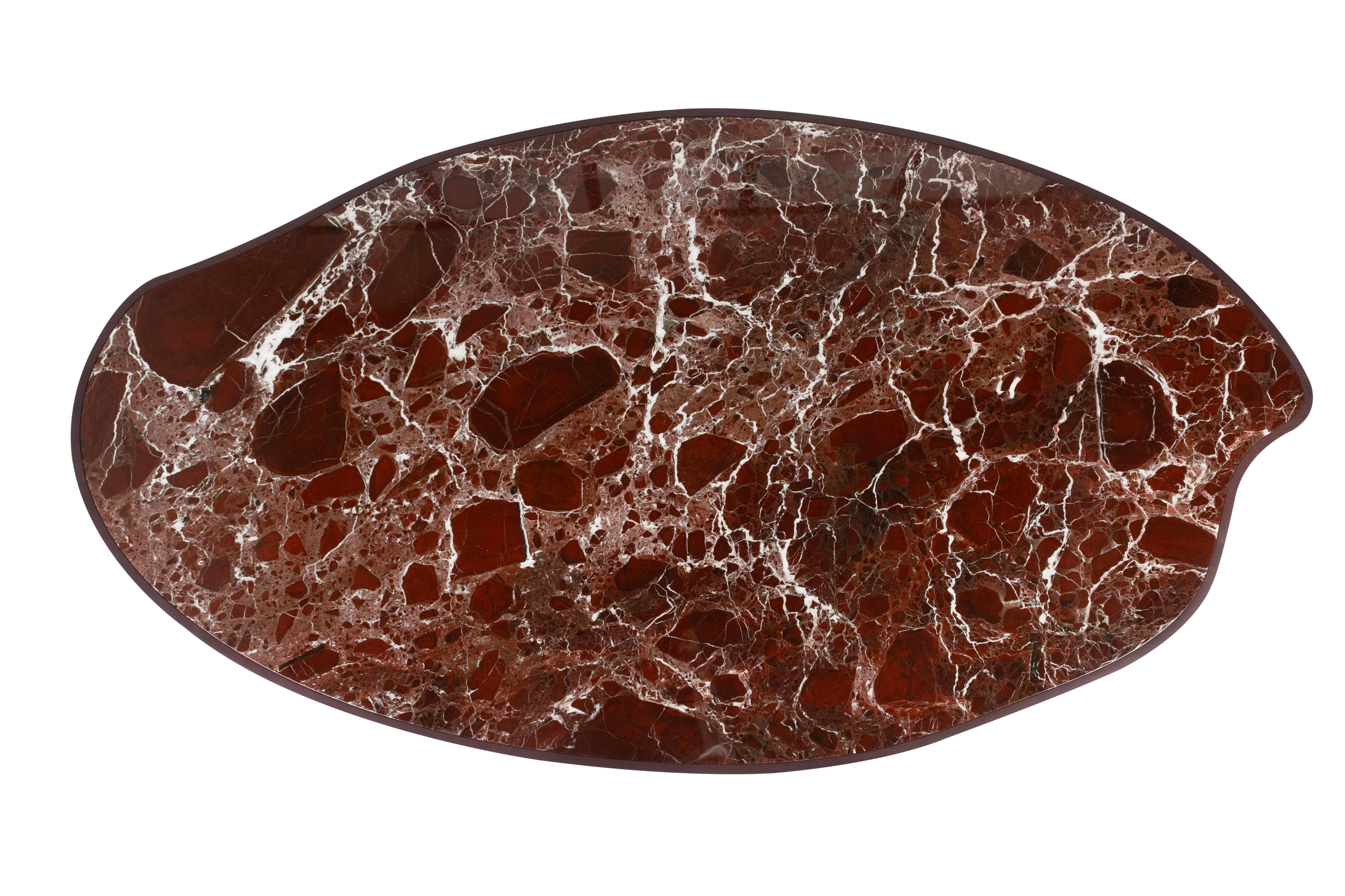 Mesa de Comedor Cerdeira Moderna Ecológica, Mármol Rosso Levanto, Manzana Verde Hecha a Mano Portugués en venta
