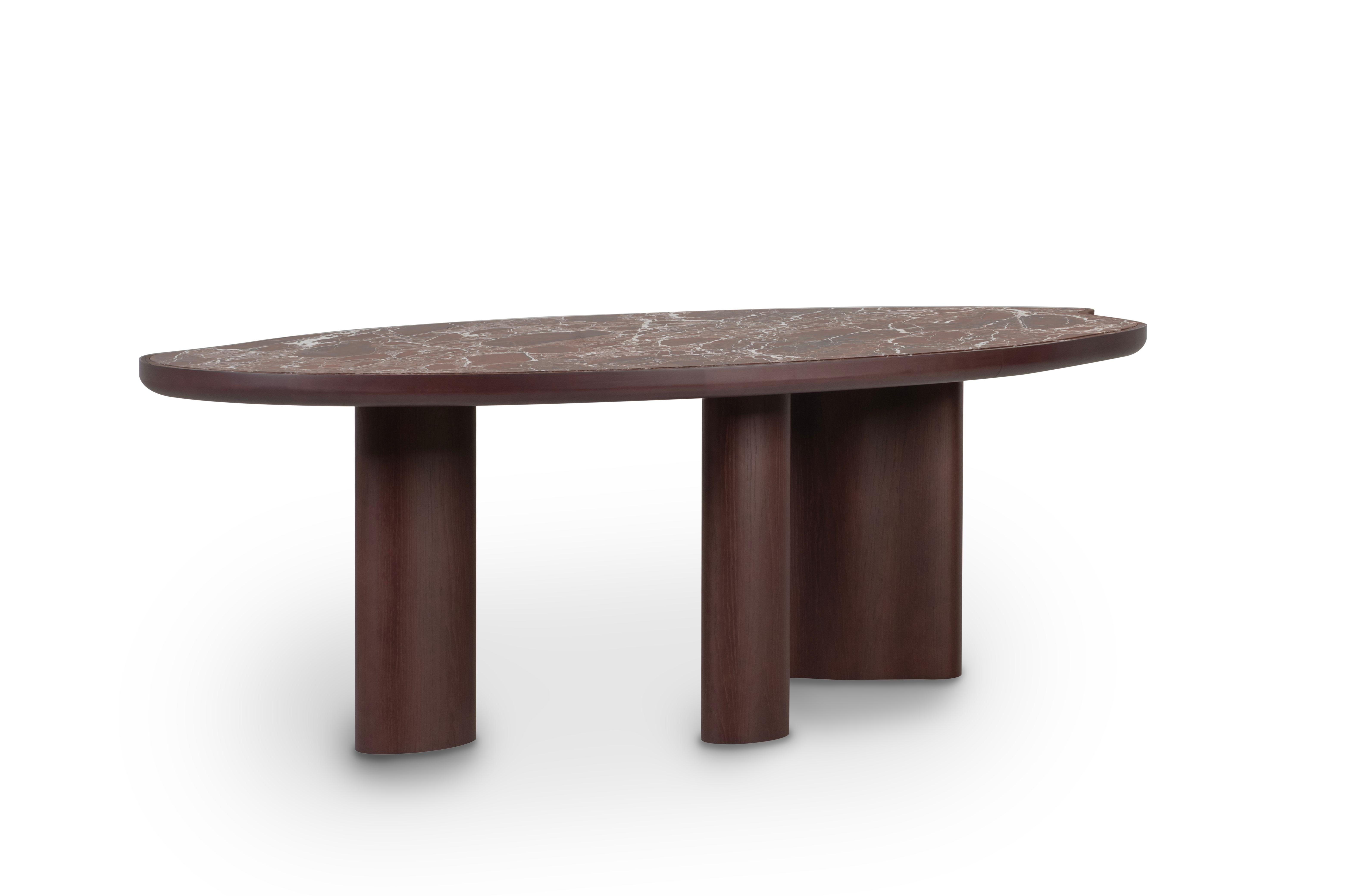 Mesa de Comedor Cerdeira Moderna Ecológica, Mármol Rosso Levanto, Manzana Verde Hecha a Mano Hecho a mano en venta