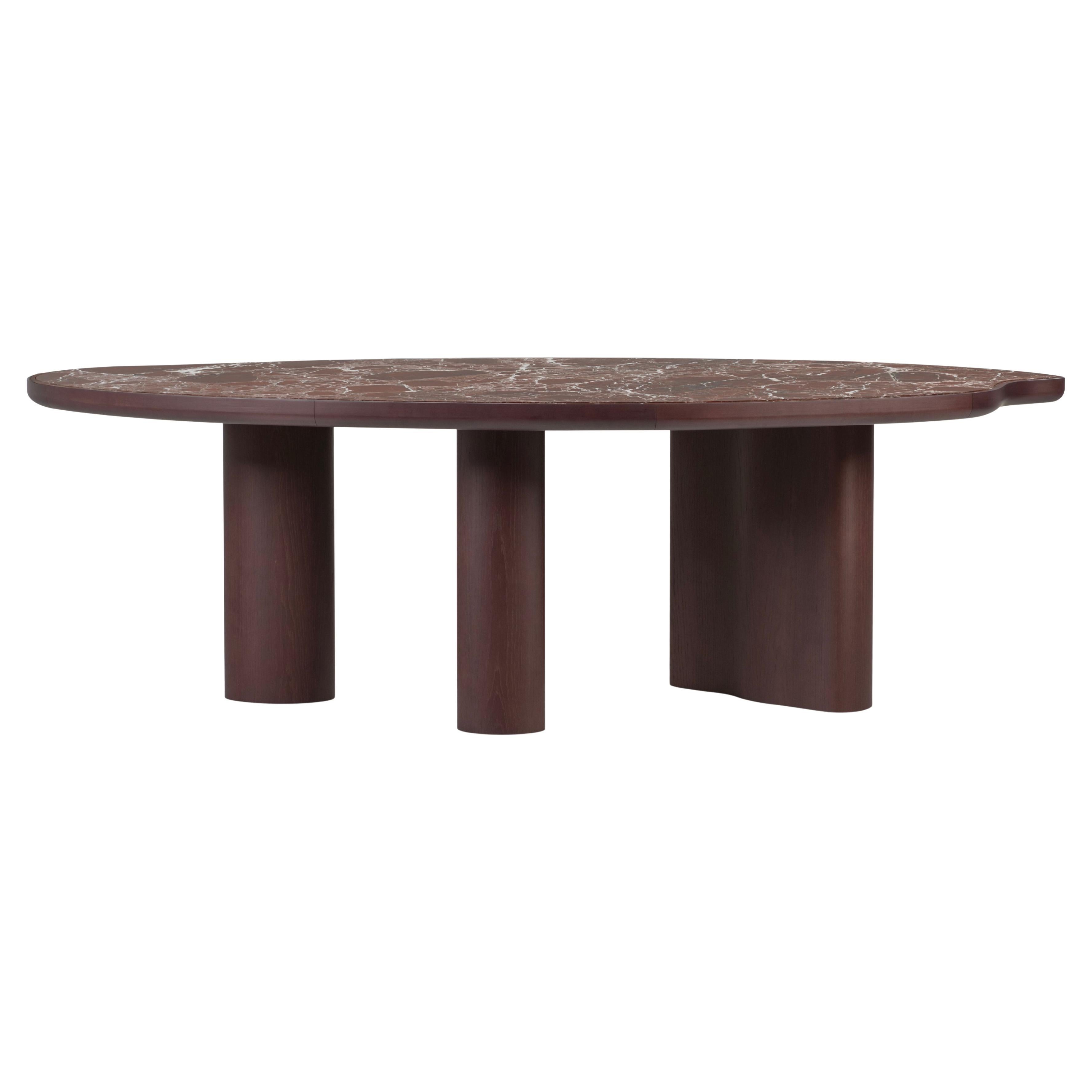 Mesa de Comedor Cerdeira Moderna Ecológica, Mármol Rosso Levanto, Manzana Verde Hecha a Mano en venta