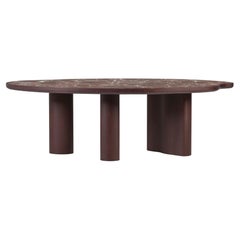 Organic Modern Cerdeira Dining Table, Rosso Levanto Marble, Handmade Greenapple