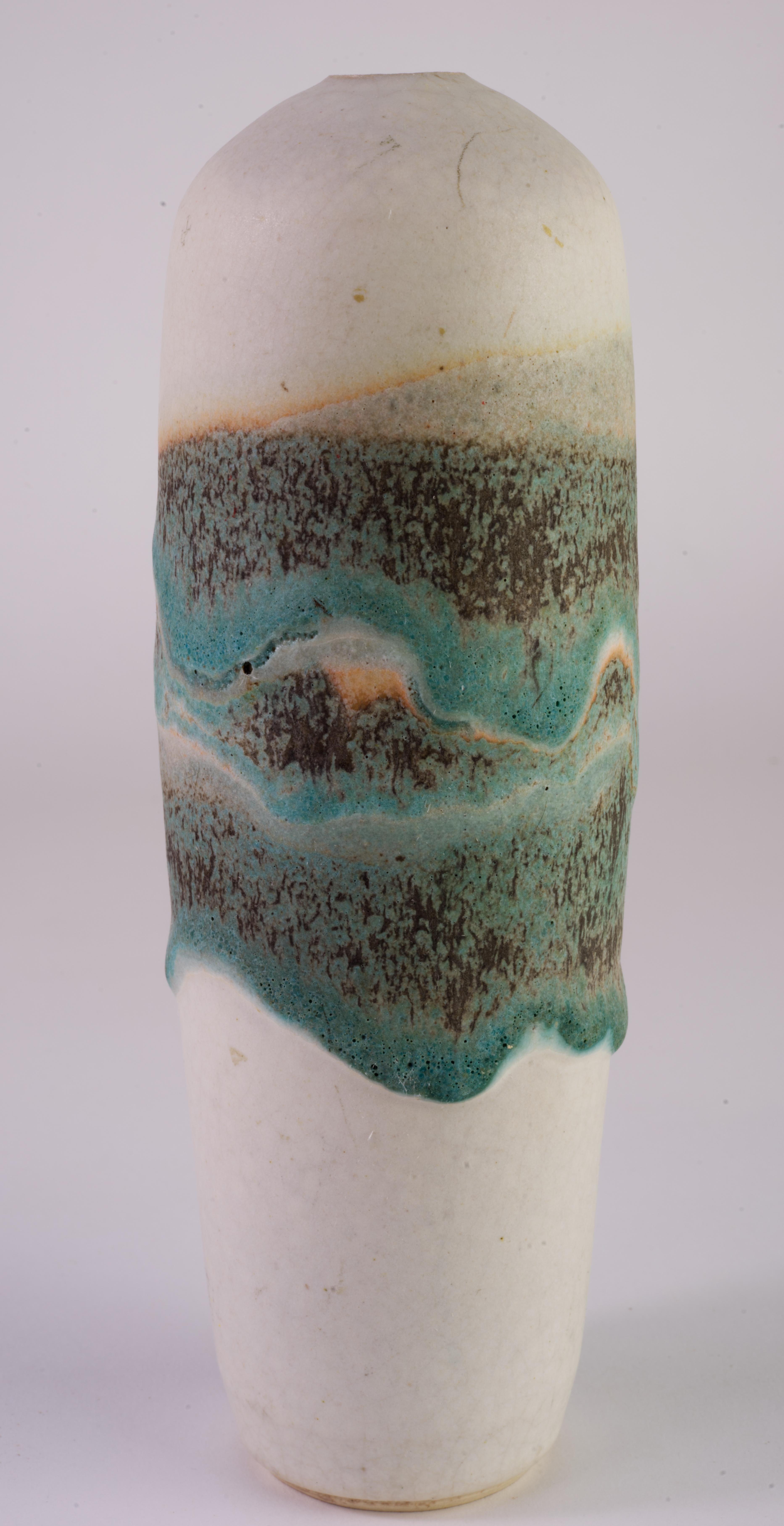 Jarrón moderno orgánico Charles Focht Esmalte de lava Arizona Studio Art Pottery Moderno orgánico en venta