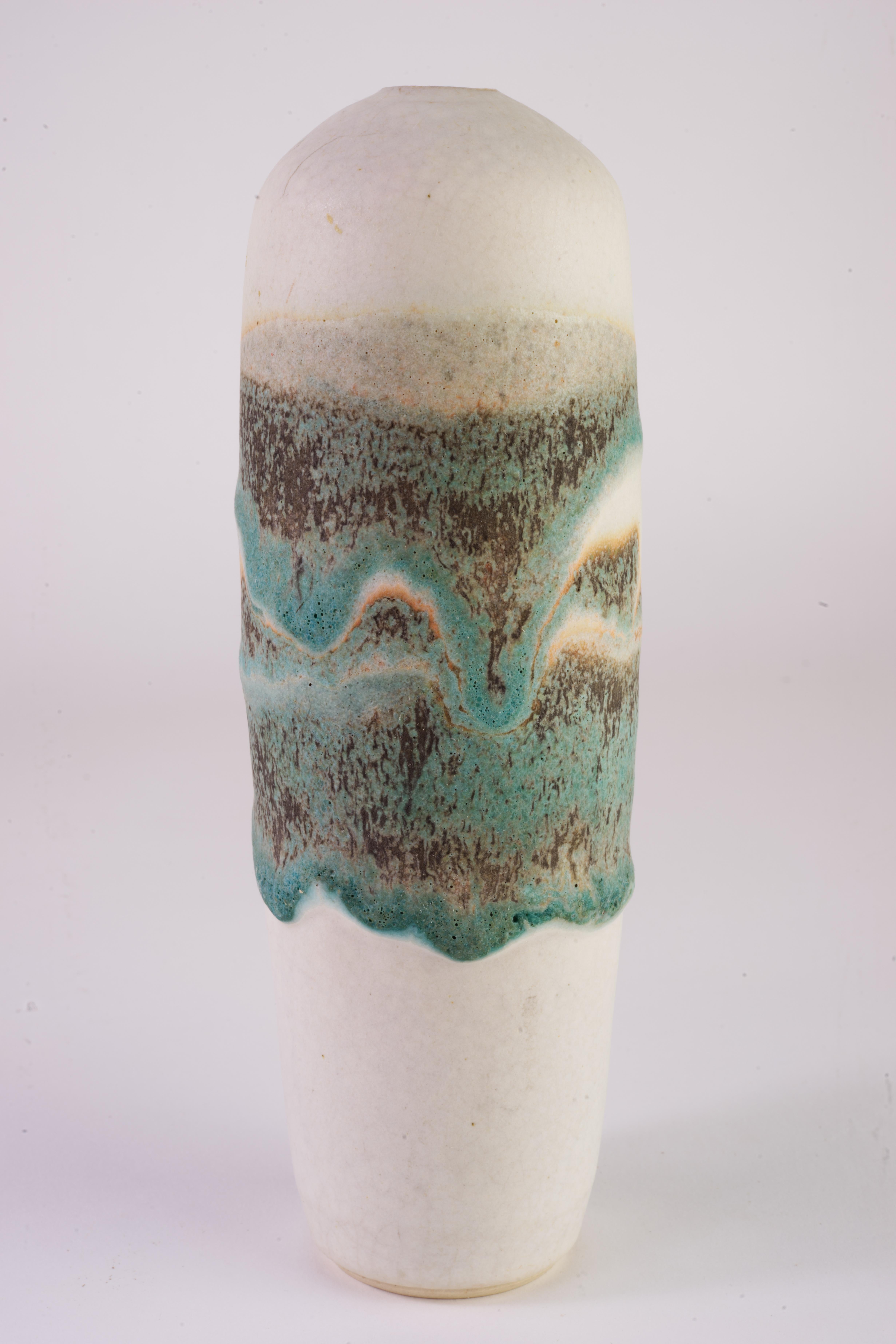 Jarrón moderno orgánico Charles Focht Esmalte de lava Arizona Studio Art Pottery Estadounidense en venta