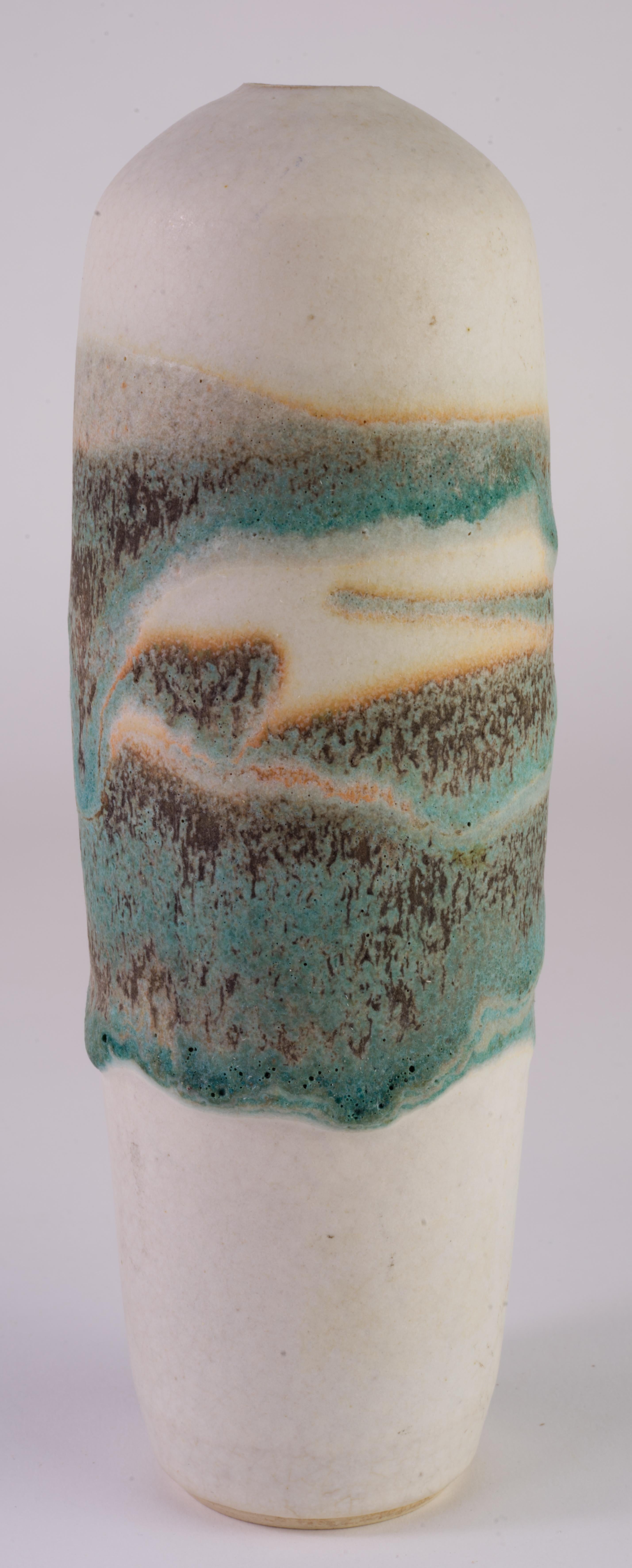 Jarrón moderno orgánico Charles Focht Esmalte de lava Arizona Studio Art Pottery Hecho a mano en venta