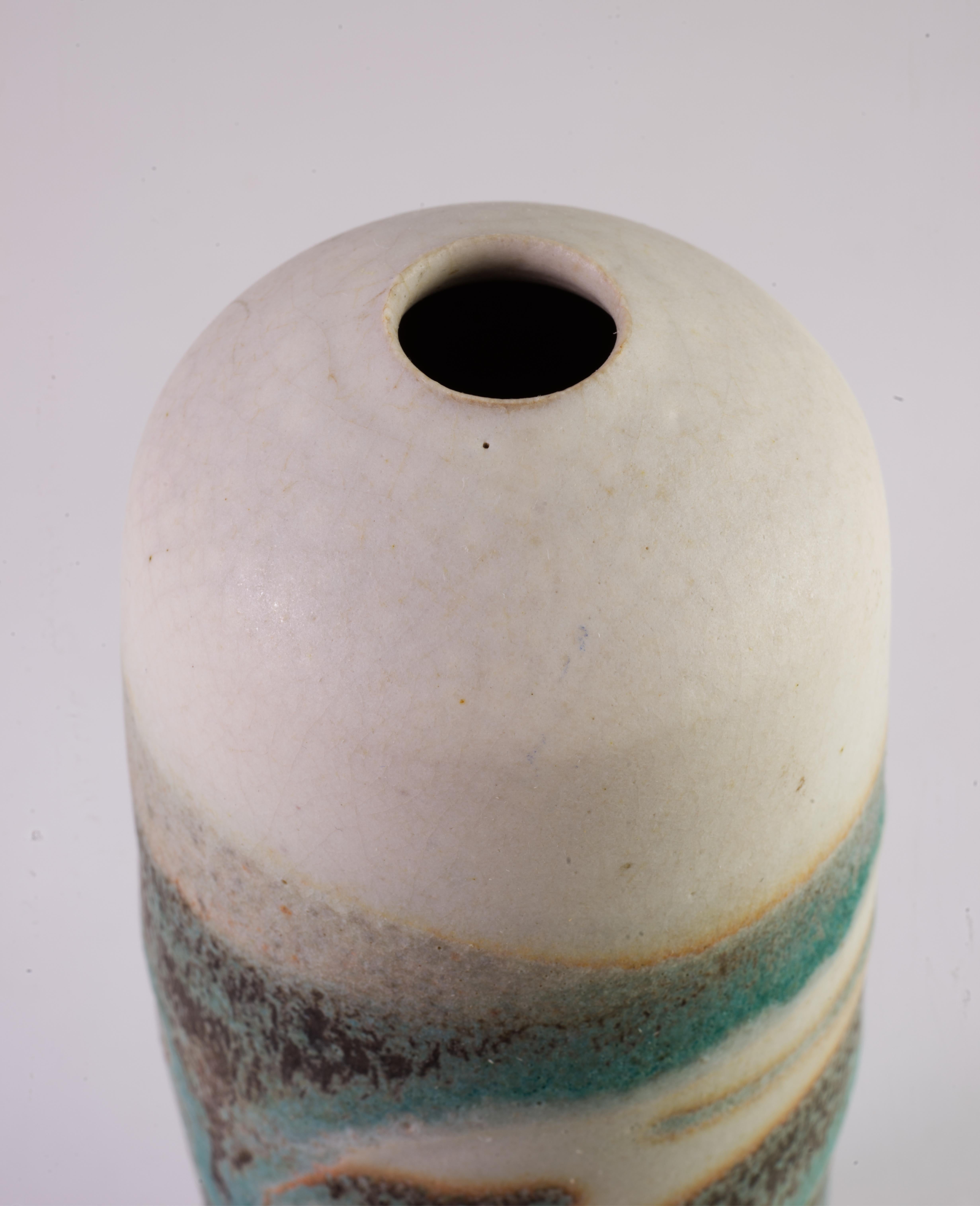 Jarrón moderno orgánico Charles Focht Esmalte de lava Arizona Studio Art Pottery Cerámico en venta