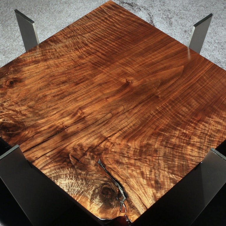 Chamfered Modern Organic Cocktail Table, Limited Series, Figured Black Walnut - Homura For Sale