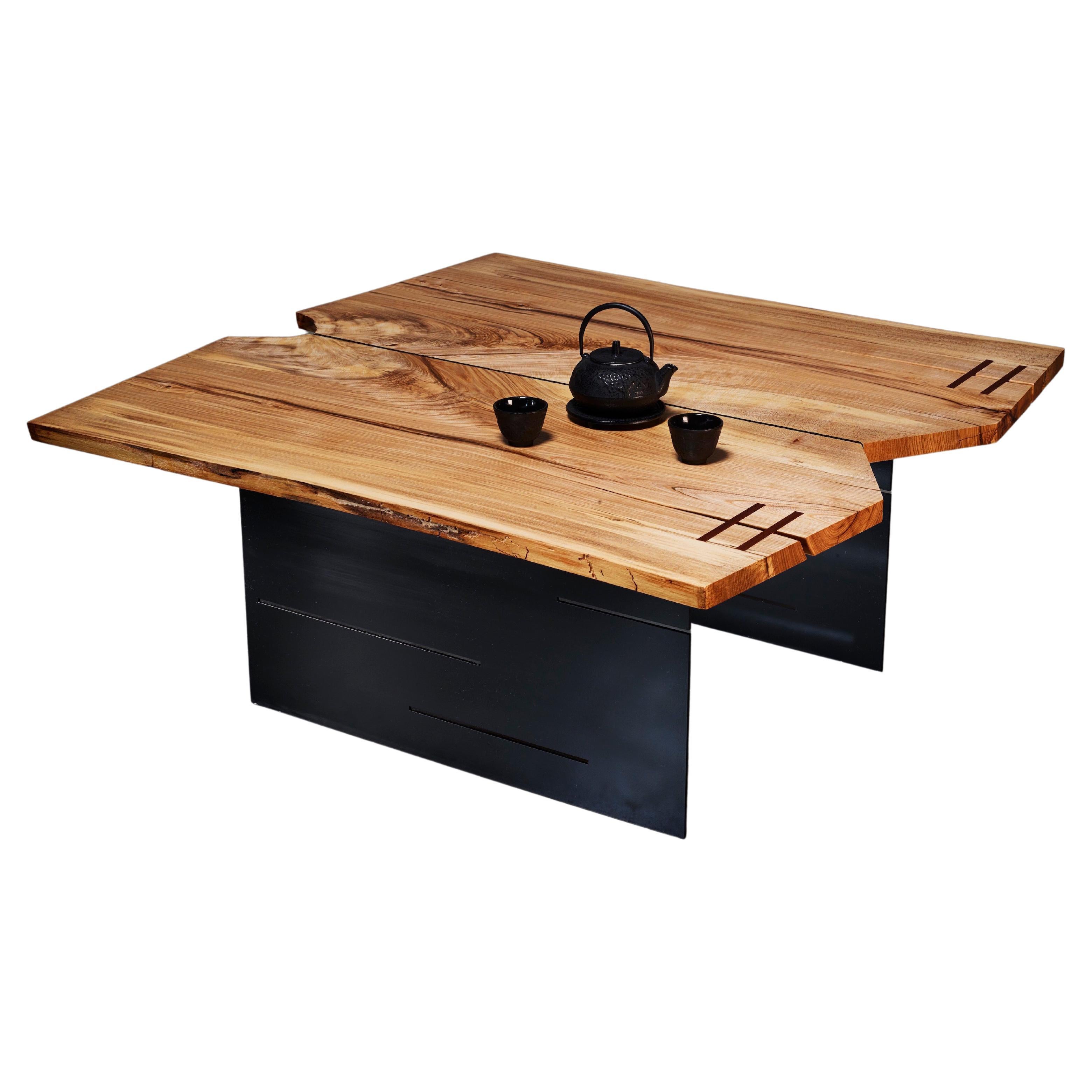 Organic Modern Coffee/Cocktail Table w/ Spalted California Hackberry, Butterfly