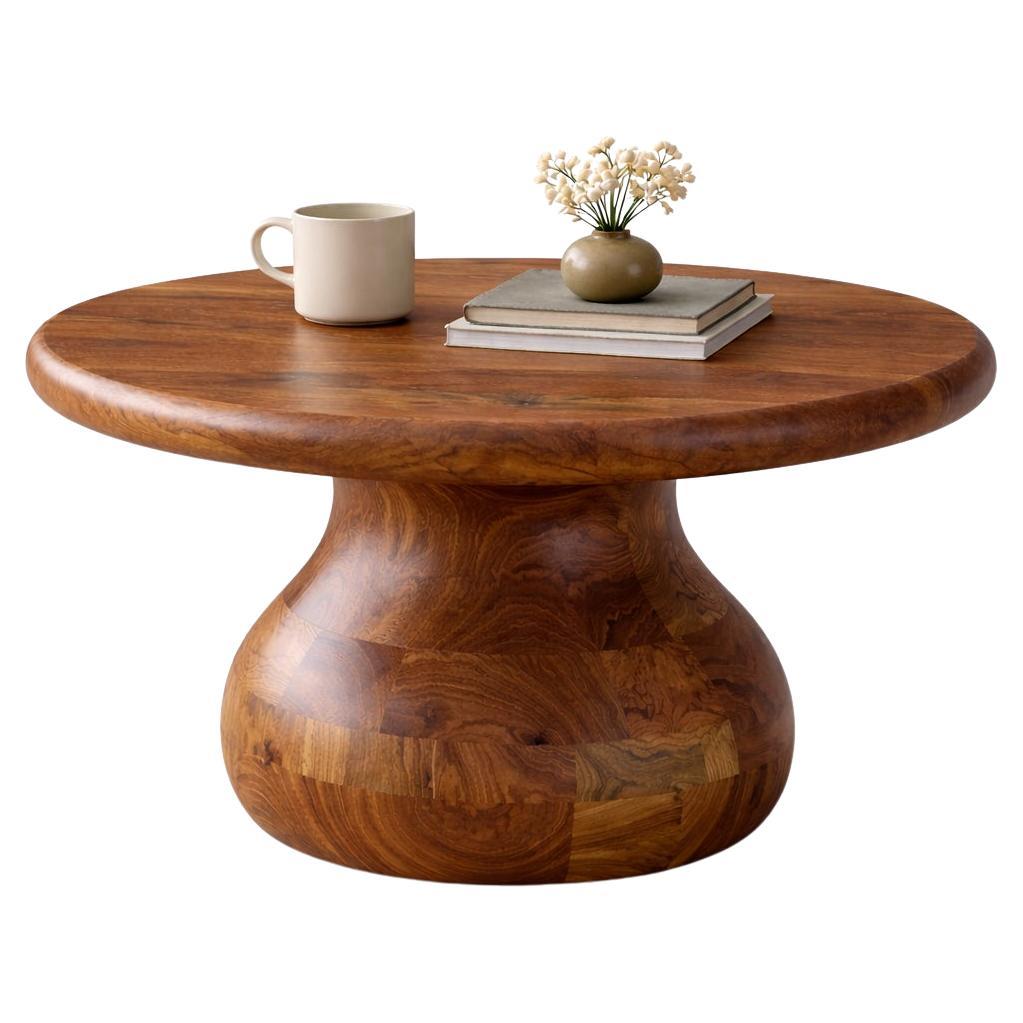 Organic Style Modern Coffee Table in Solid Walnut by Sergio Vulpe For Sale