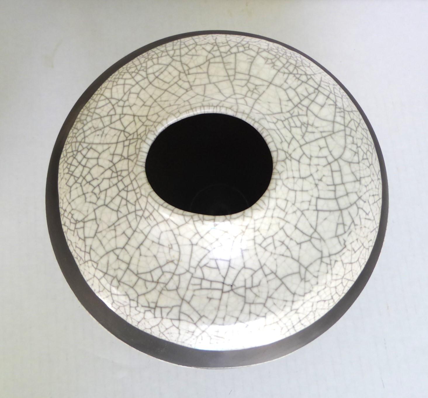 Organic Modern Crackle Glaze Raku Pottery Vase by Tony Evans 1970s California For Sale 4