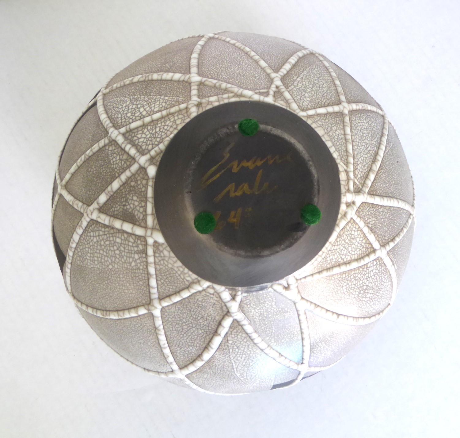 Organic Modern Crackle Glaze Raku Pottery Vase by Tony Evans 1970s California For Sale 5