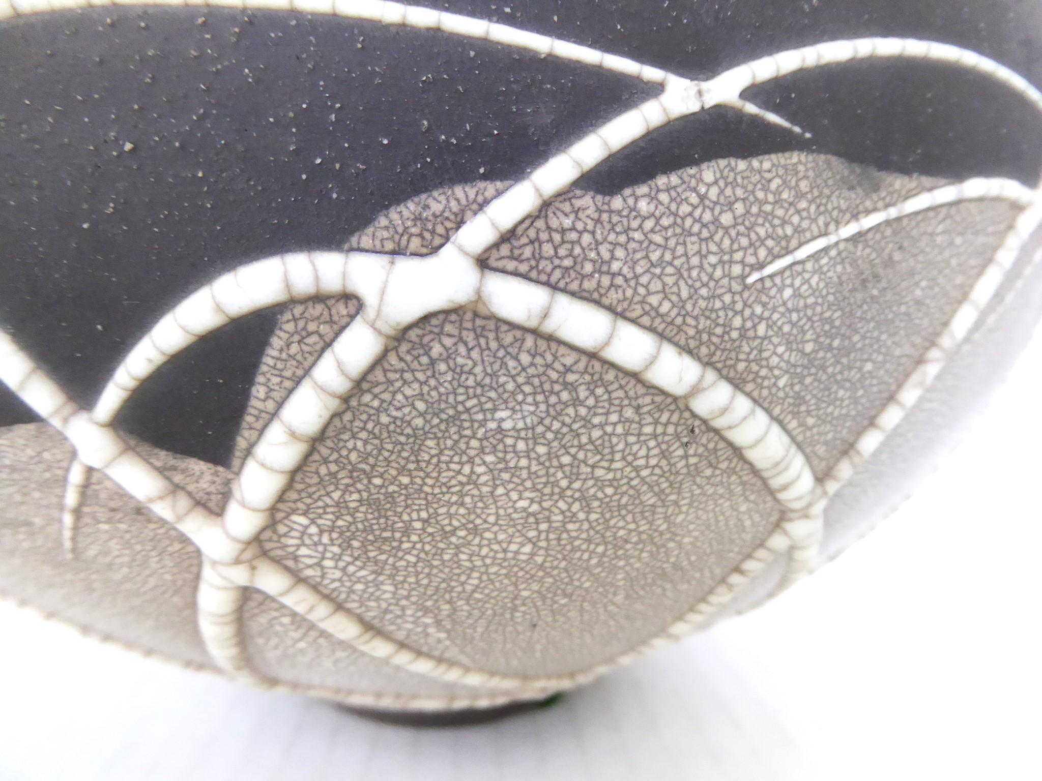 Late 20th Century Organic Modern Crackle Glaze Raku Pottery Vase by Tony Evans 1970s California For Sale