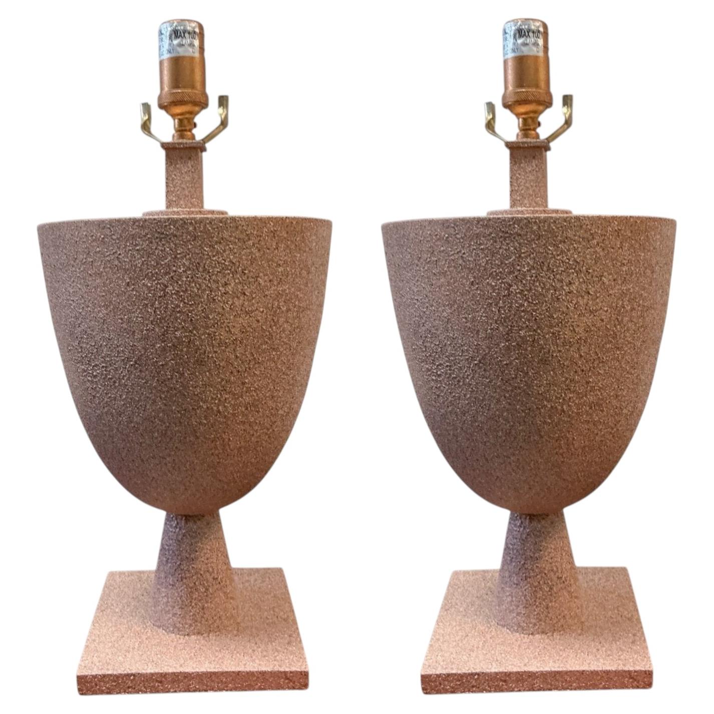 Organic Modern Crushed Shell Encrusted Urn Form Lamps Att. Currey & Co. - Pair For Sale