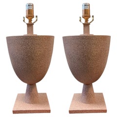 Organic Modern Crushed Shell Encrusted Urn Form Lamps Att. Currey & Co. - Pair