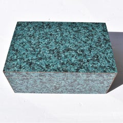 Organic Modern Decorative Rectangular Green Malachite Stone Look Wood Box