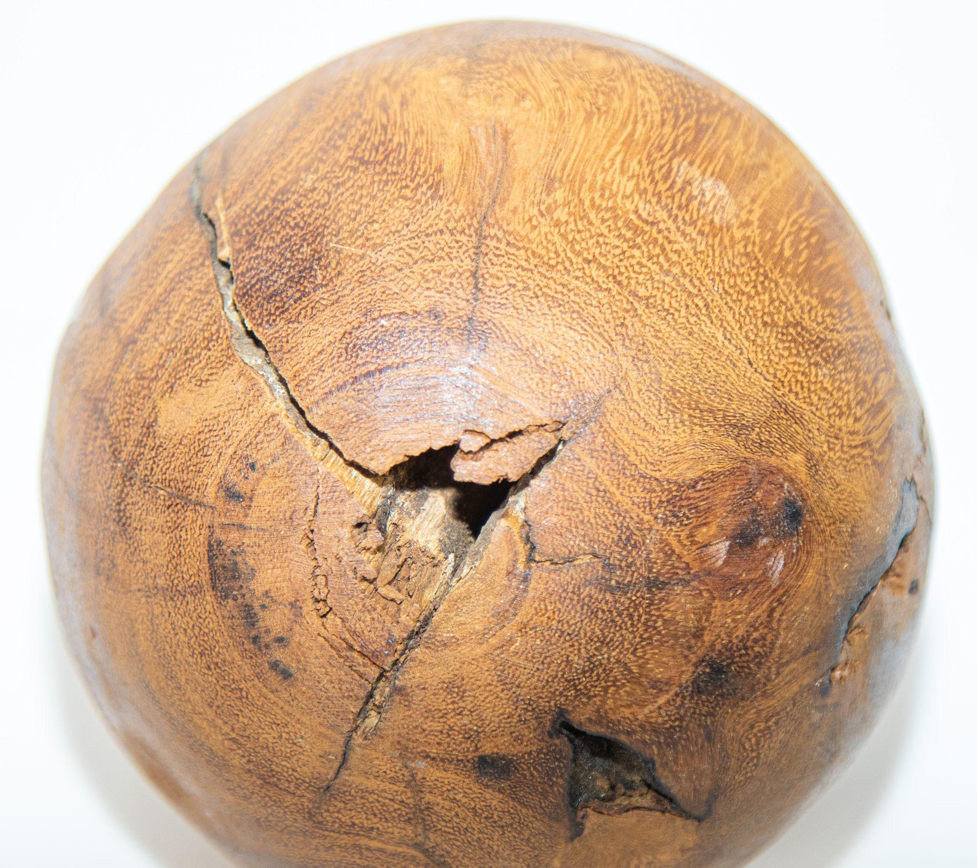 20th Century Organic Modern Decorative Teak Wood Ball Sculpture