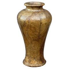 Organic Modern Decoupage Tobacco or Banana Leaf Oversized Vase