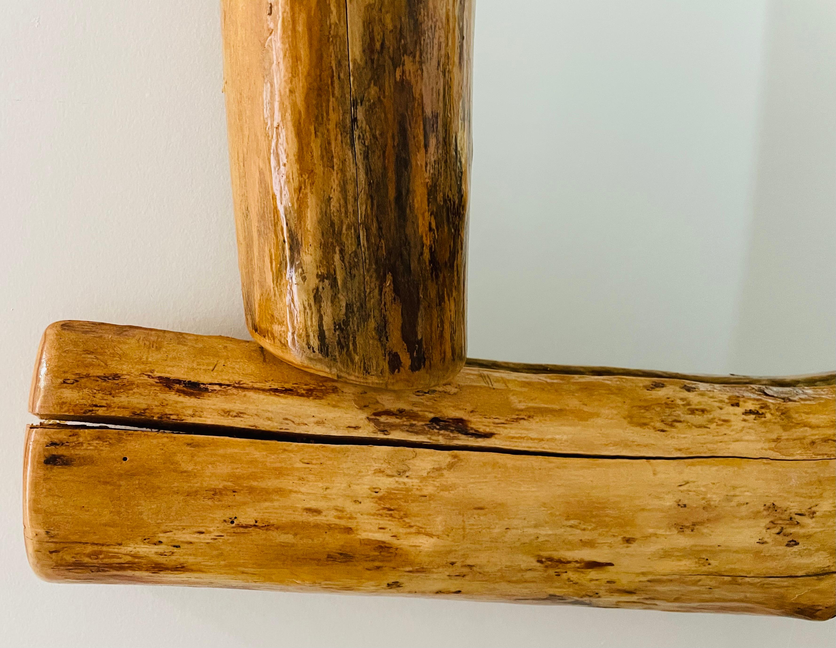 Organic Modern Design Maple Wood Framed Wall or Mantel Mirror For Sale 1