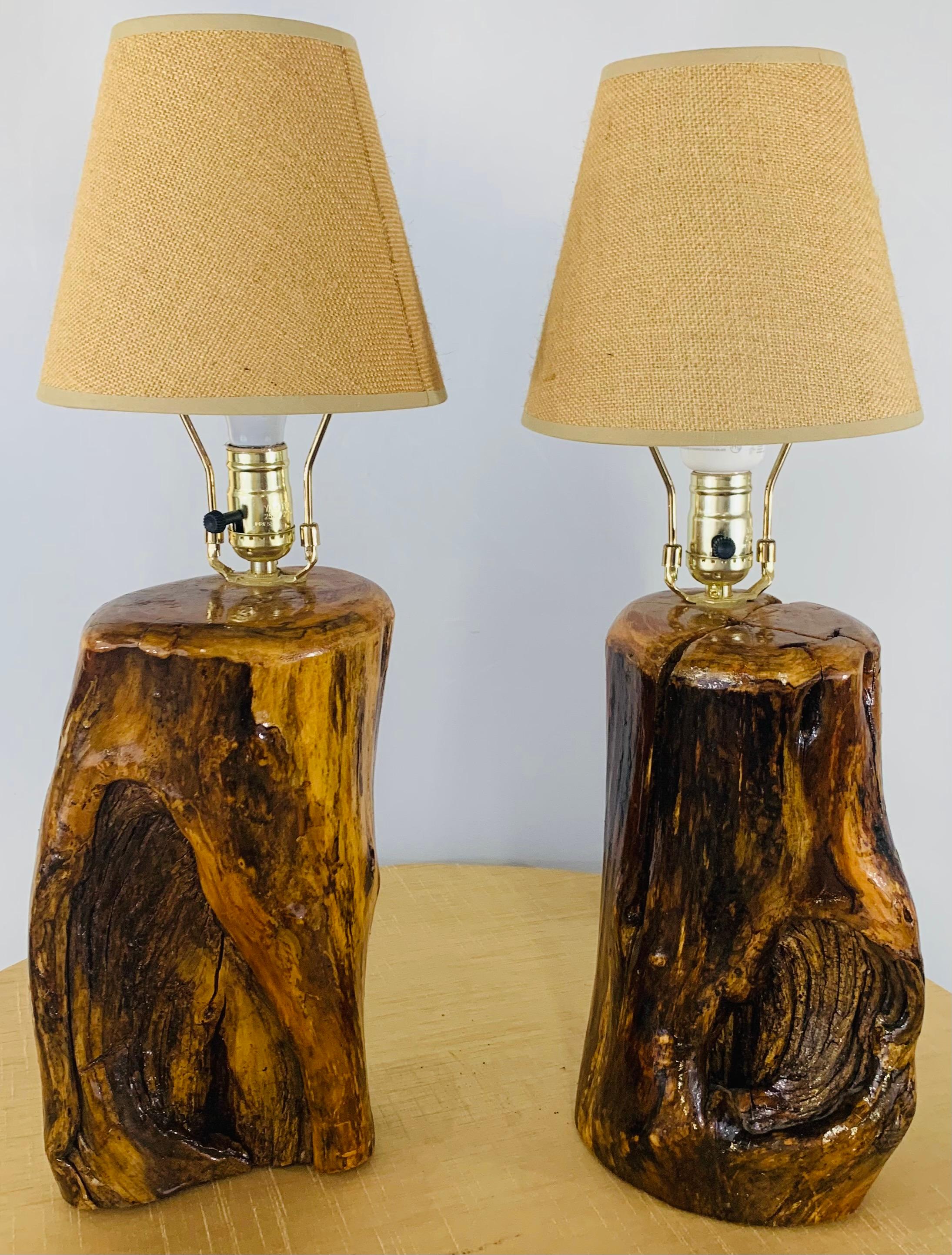 Organic Modern Design Maple Wood Table Lamps, a Pair 5