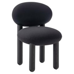 Organic Modern Dining Chair in Black Kvadrat Boucle — Flock CS2 by NOOM