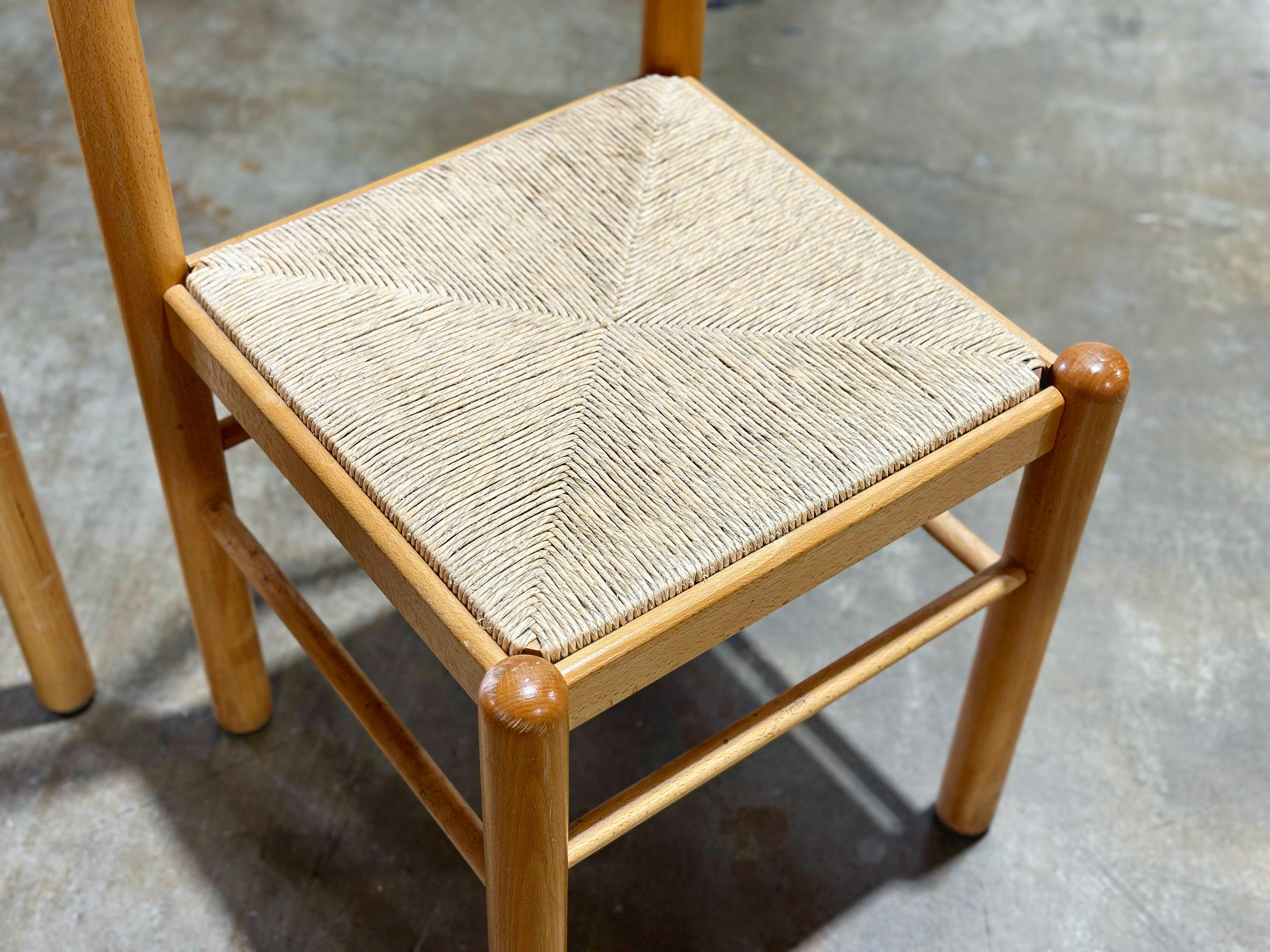 Organic Modern Dining Chairs - Birch + Rush - Italy circa 1980s - Set of Six In Good Condition For Sale In Decatur, GA