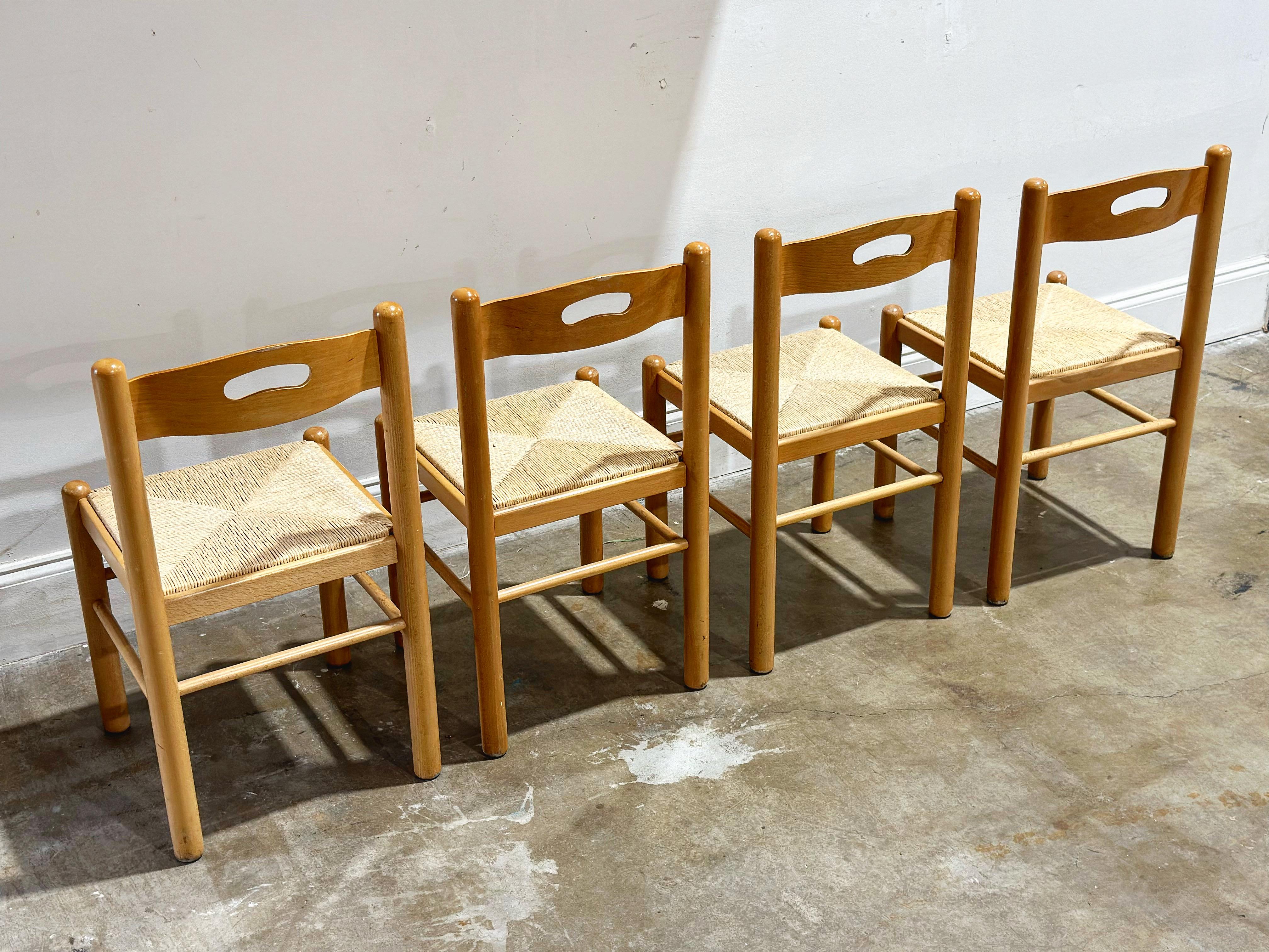 Late 20th Century Organic Modern Dining Chairs - Birch + Rush - Italy circa 1980s - Set of Six For Sale