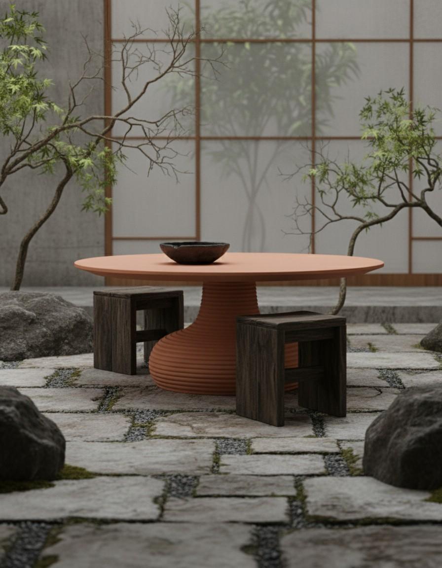 Moderner organischer Esstisch für Innenräume oder überdachte Außenbereiche - Graphitschwarz (21. Jahrhundert und zeitgenössisch) im Angebot