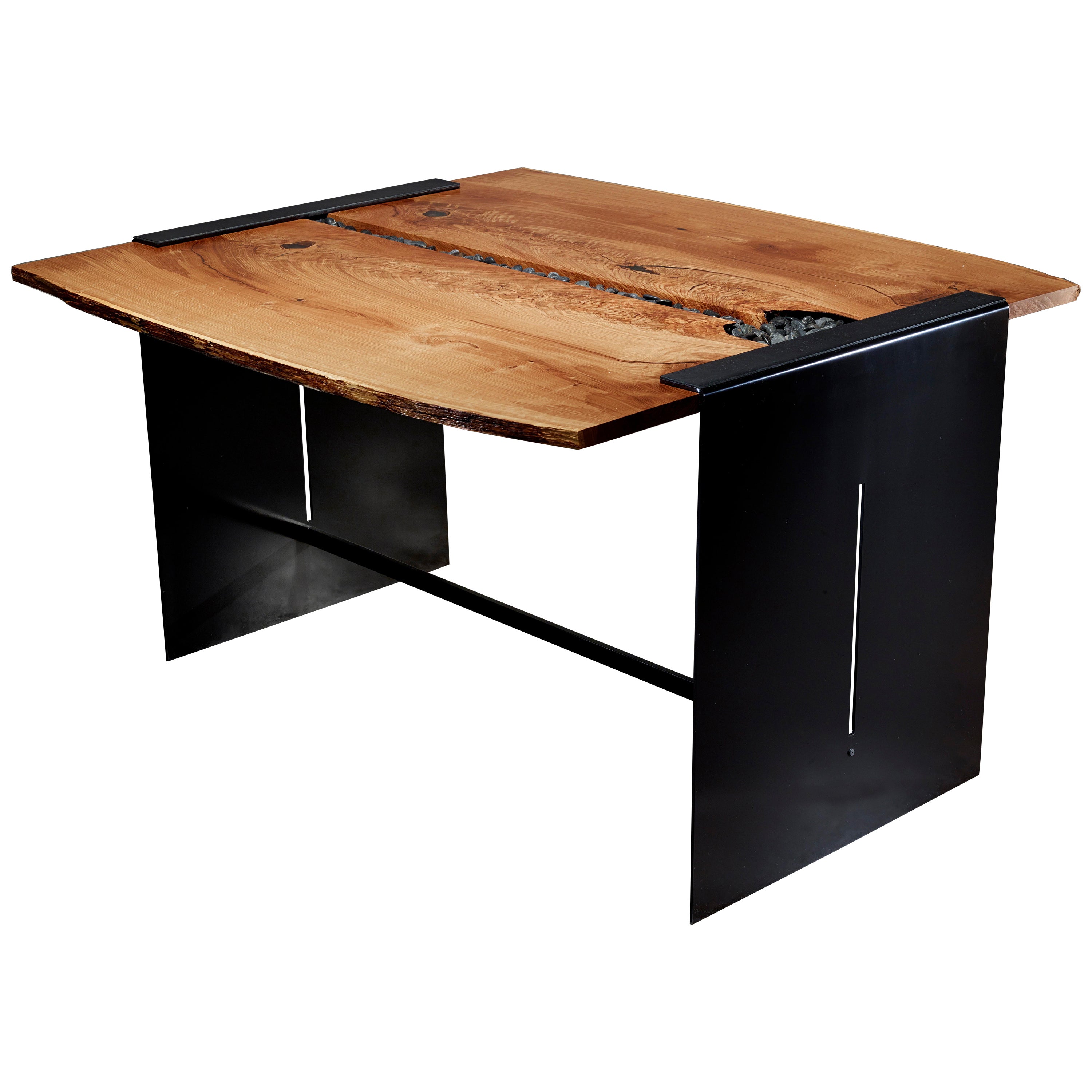 Organic Modern Dining Table with California White Oak and Aluminum: Tranquility