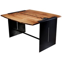 Organic Modern Dining Table with California White Oak and Aluminum: Tranquility