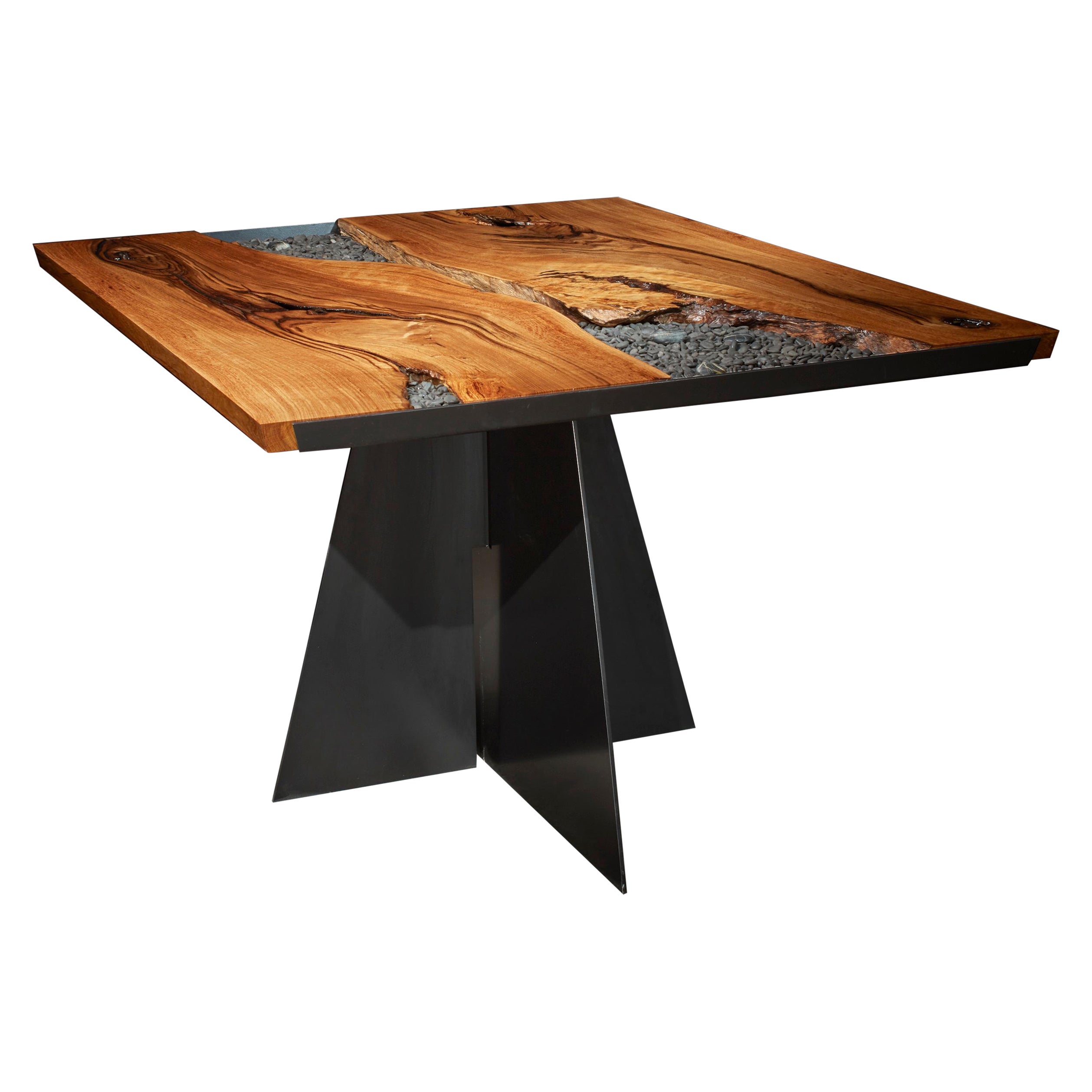 Organic Modern Dining Table with California White Oak and Aluminum: Wisdom