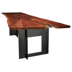 Organic Modern Dining Table with Figured Black Walnut and Geometric Base, Manta