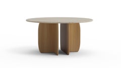 Tavolo da pranzo moderno organico Catus in marmo travertino e Wood