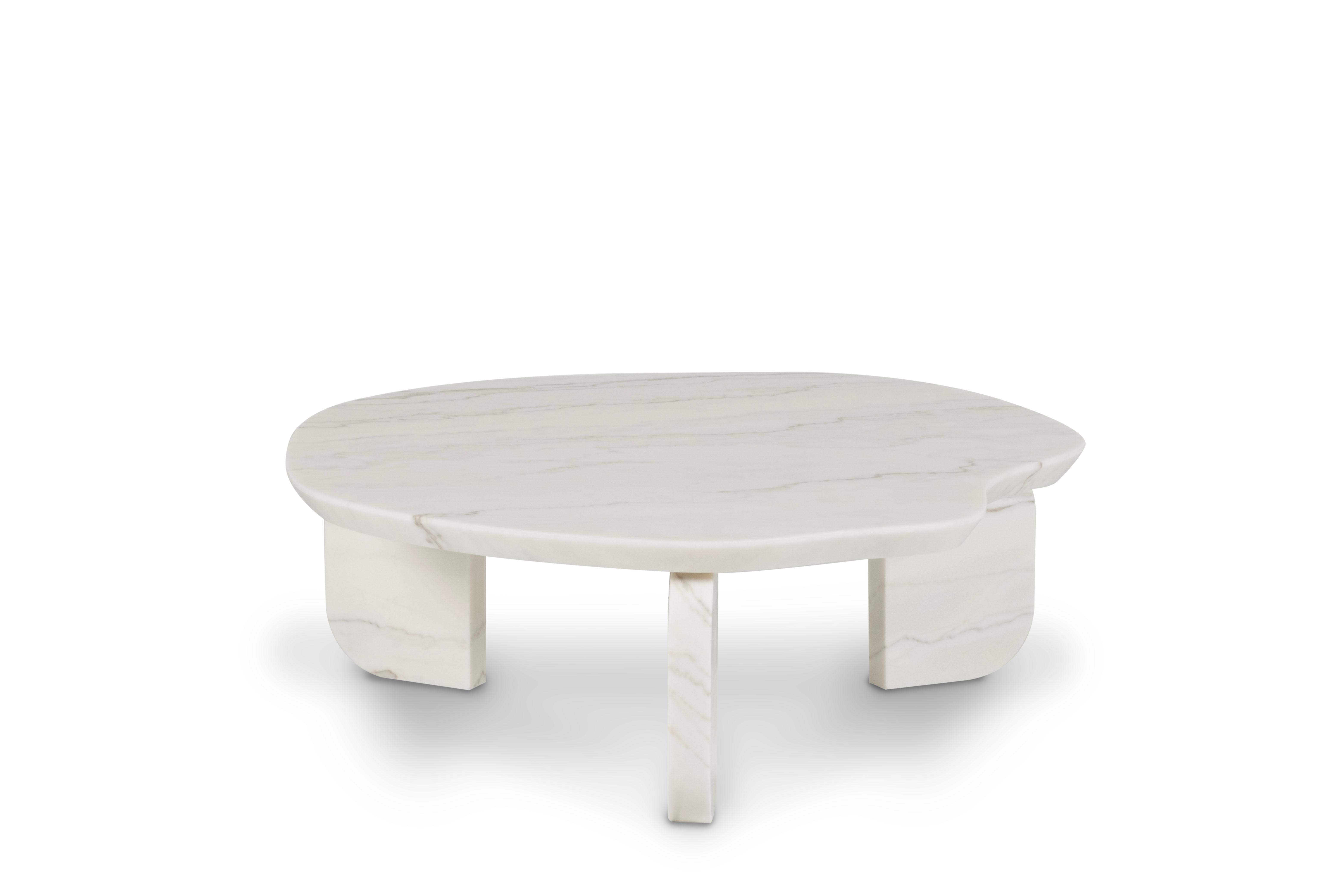 Portuguese Modern Dornes Coffee Table, Calacatta Marble, Handmade in Portugal by Greenapple For Sale