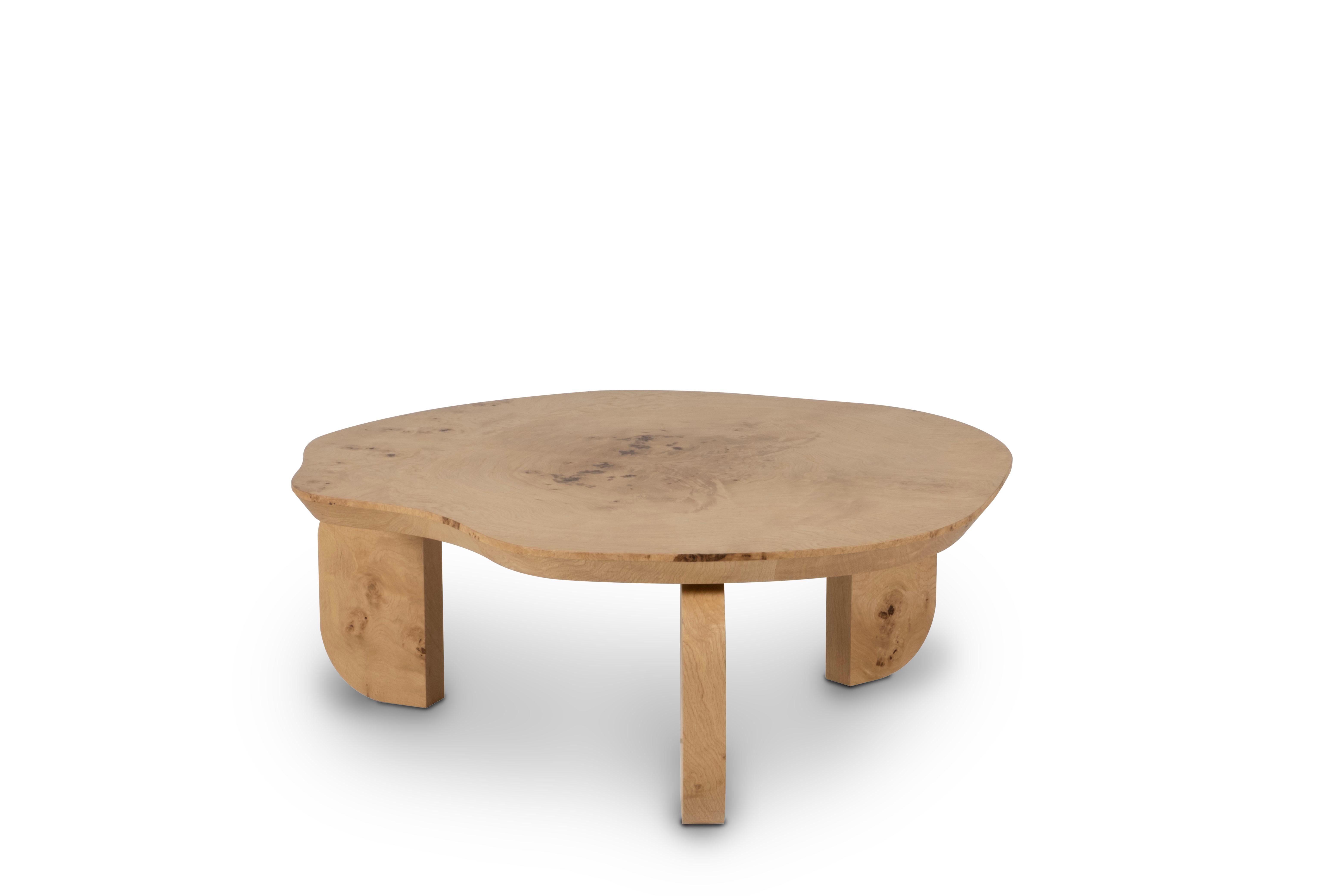 Brushed Organic Modern Dornes Coffee Table, Oak Root, Handmade in Portugal by Greenapple For Sale