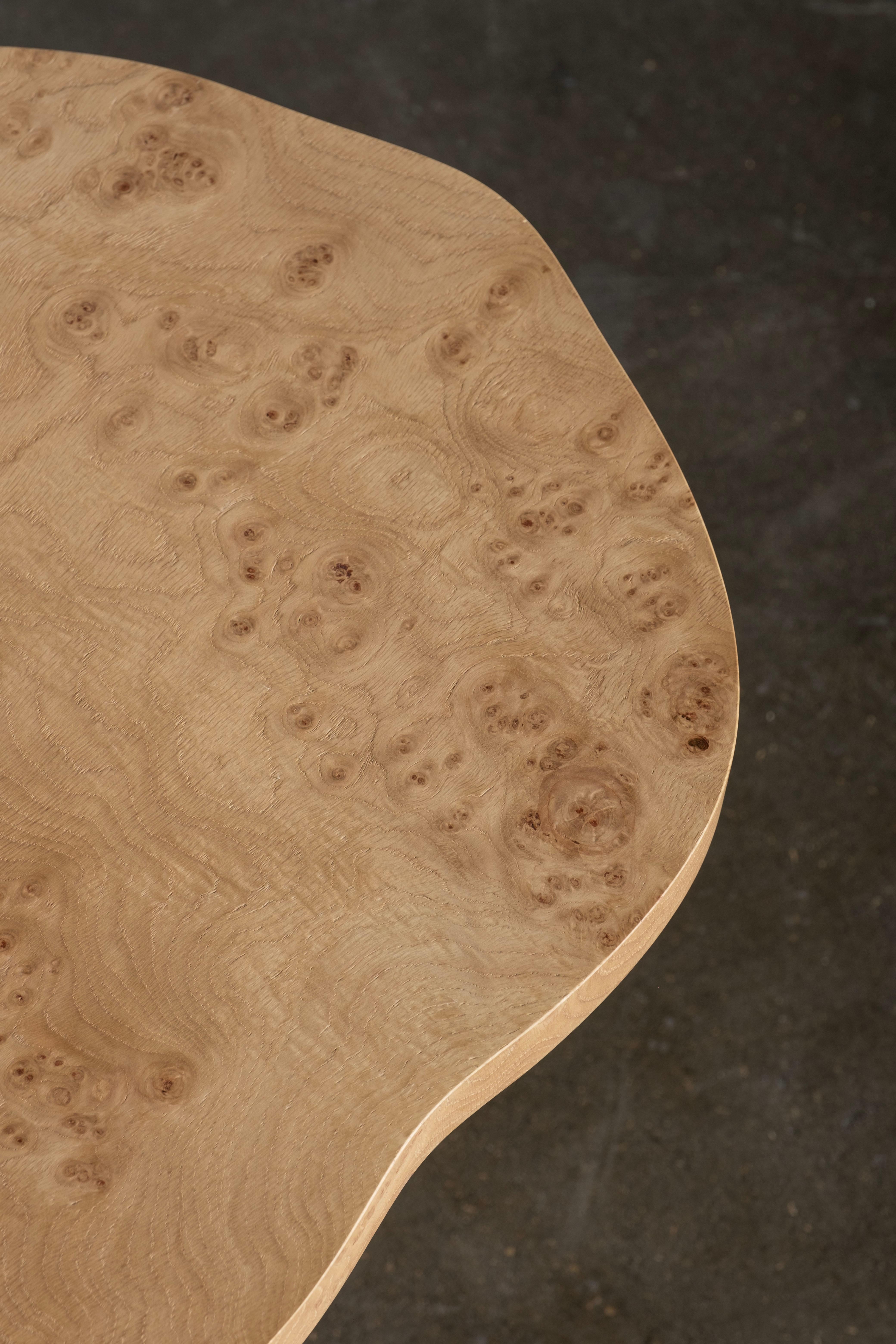 Organic Modern Dornes Side Table, Oak Brass, Handmade in Portugal by Greenapple For Sale 5