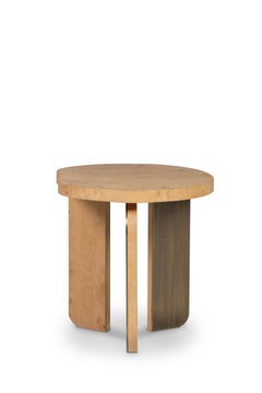 Mesa auxiliar Dornes moderna y ecológica, roble y latón, hecha a mano en Portugal por Greenapple