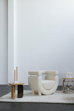 Contemporary Dornes Side Table, Oak Root, Brass, Handmade by Greenapple