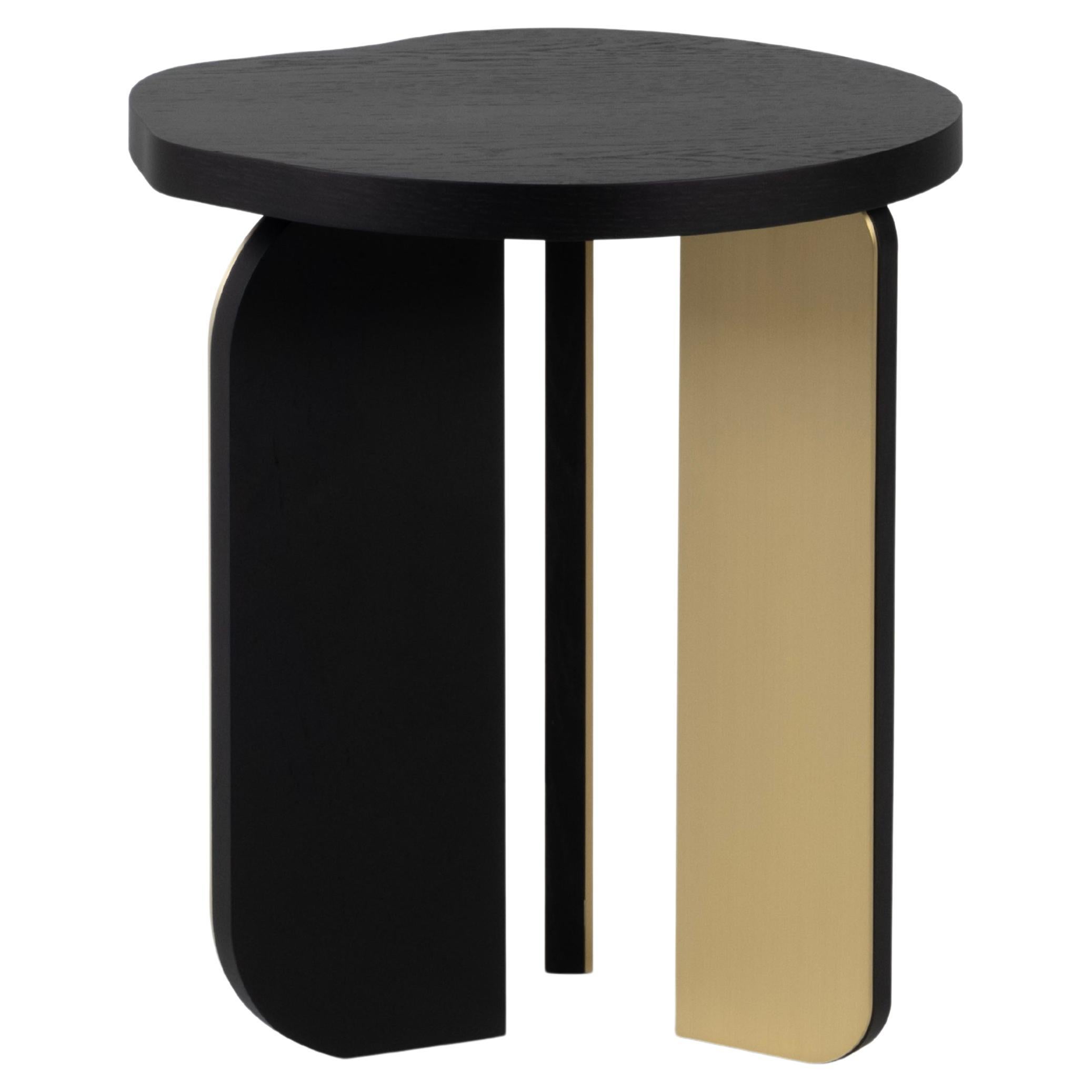 Organic Modern Dornes Side Table, Oak Brass, Handmade in Portugal by Greenapple For Sale