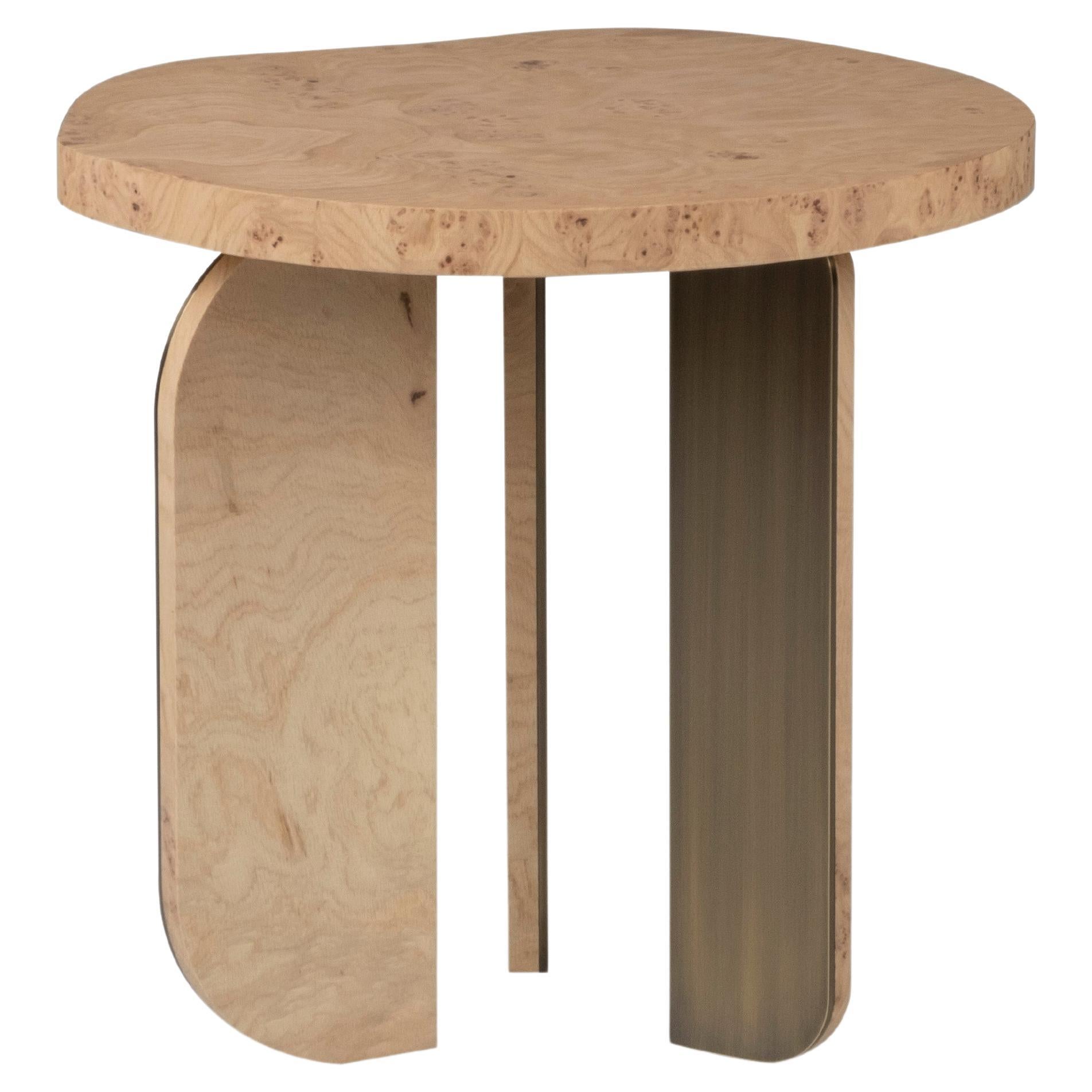 Organic Modern Dornes Side Table, Oak Brass, Handmade in Portugal by Greenapple