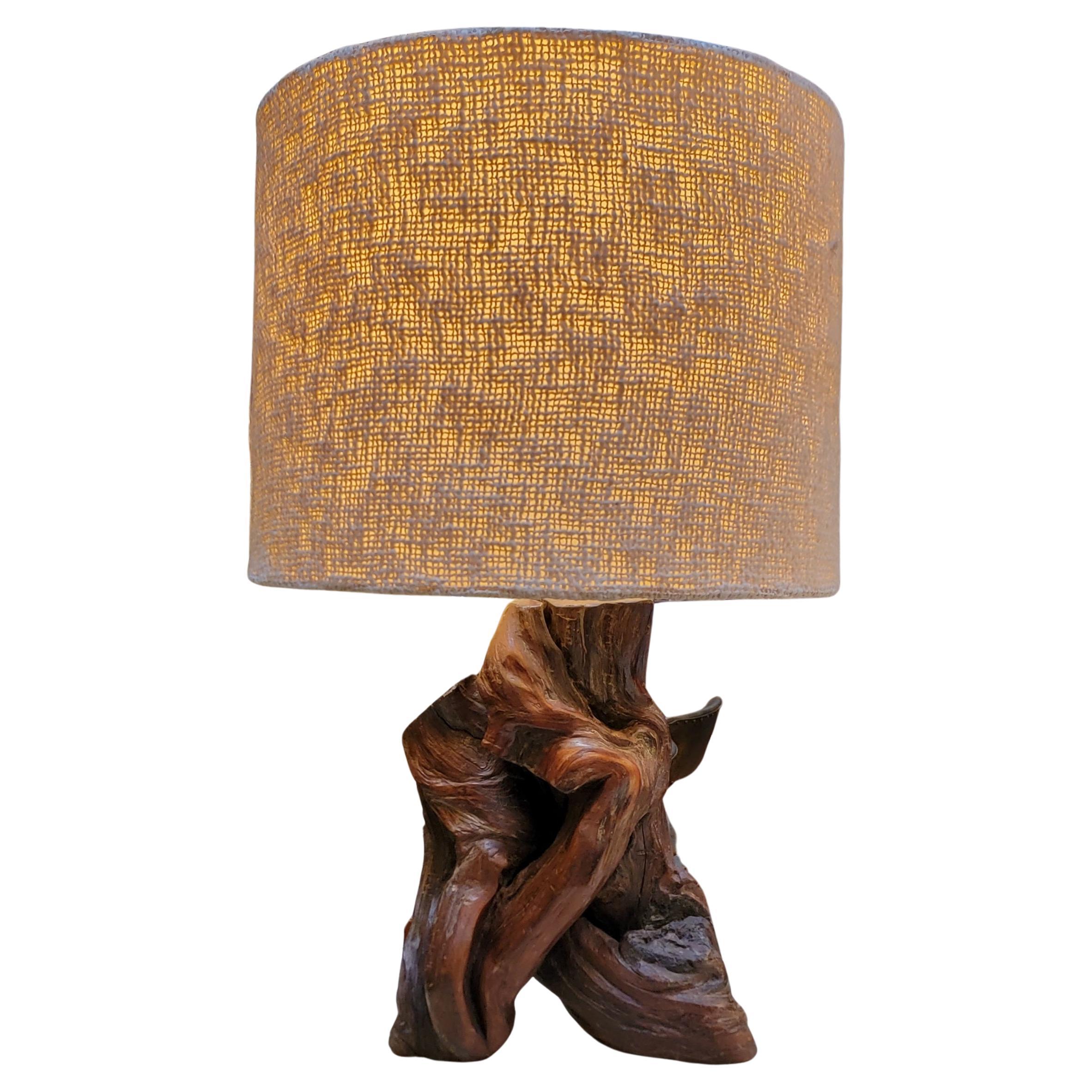 Organic Modern Driftwood Root Table Lamp For Sale