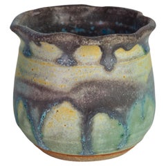 Organic Modern Drip Glaze Ikebana Bud Vase, Art Studio Pottery